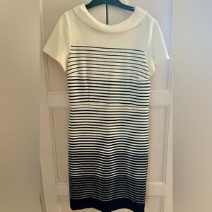 Talbots White and Gray Midi Sheath Dress